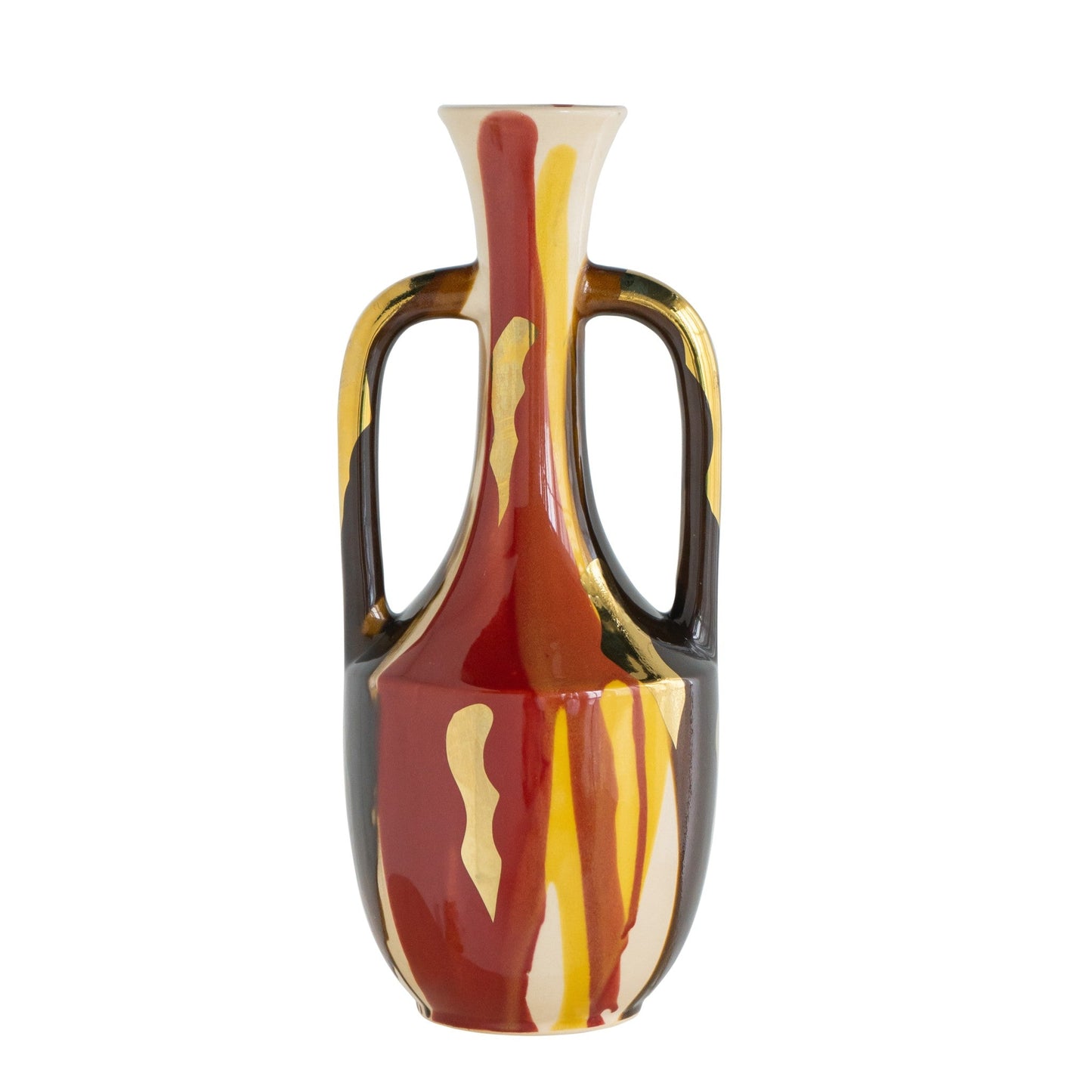 Colored ceramic vase with two handles A61210