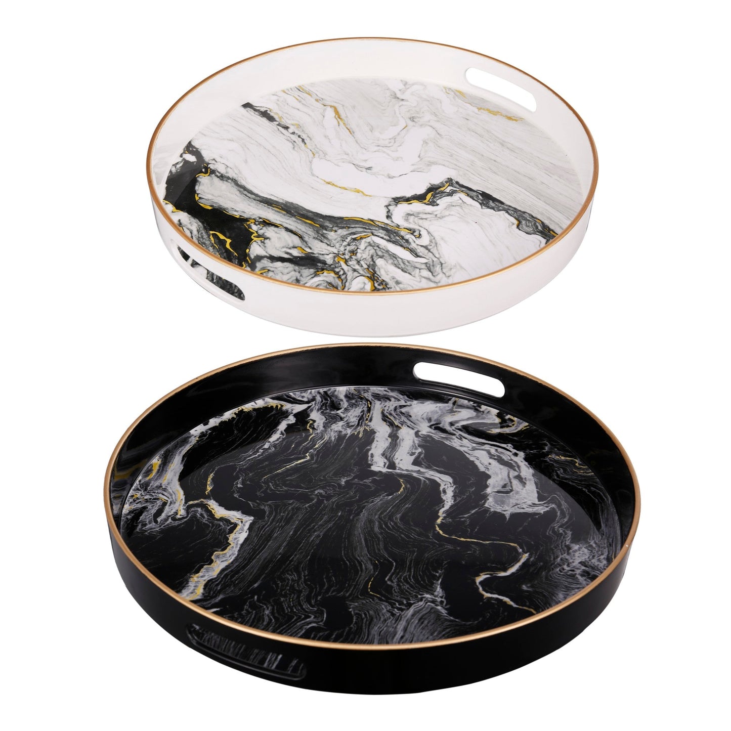 Serving tray, black and white, 2 pieces, 43305