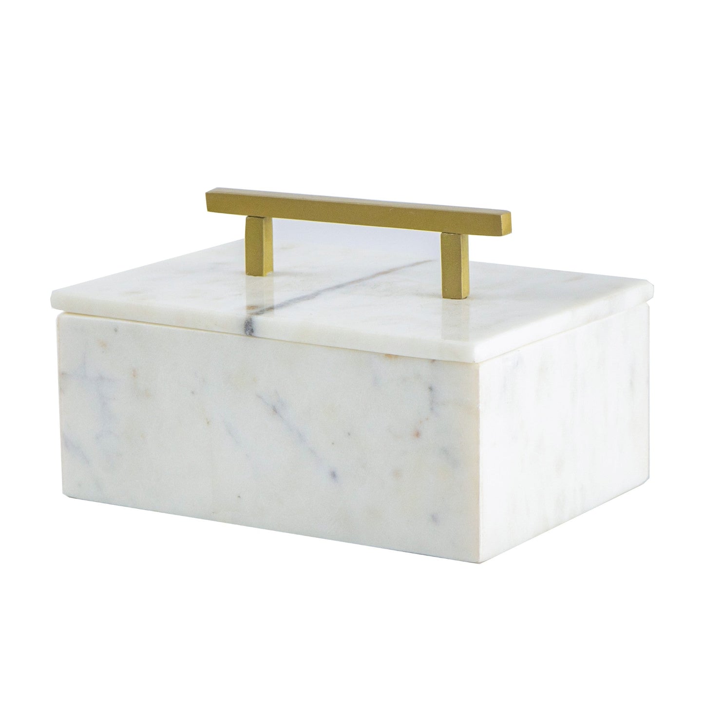 White marble box with brass handle 44643