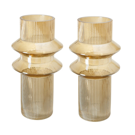 Glass vase 2 pieces amber 70469-LUAM-DS-SA