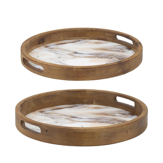 Wooden Serving Tray, 2 Pieces, 82257-DS