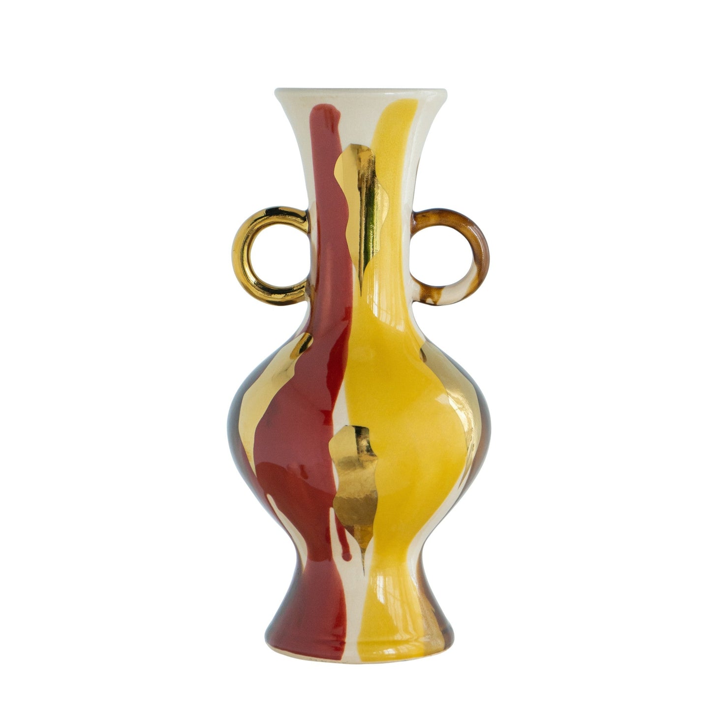 Ceramic Colored Vase with Two Handles A61206