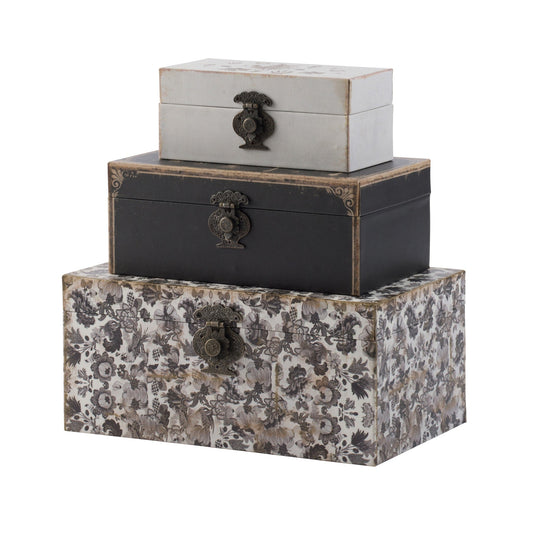 Decorative Boxes 3 Pieces Black and White AV44564